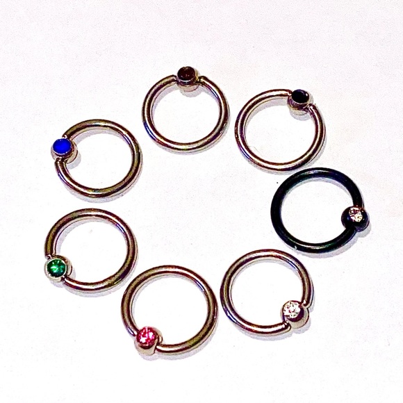 Captive Bead Ring Hoop 16g 8mm 5/16" Gem Ear Lip - Picture 2 of 11